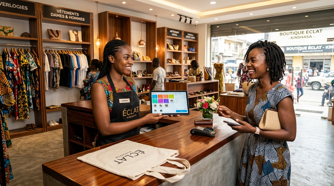 Boutique moderne en RDC équipée de Kuettu Global POS